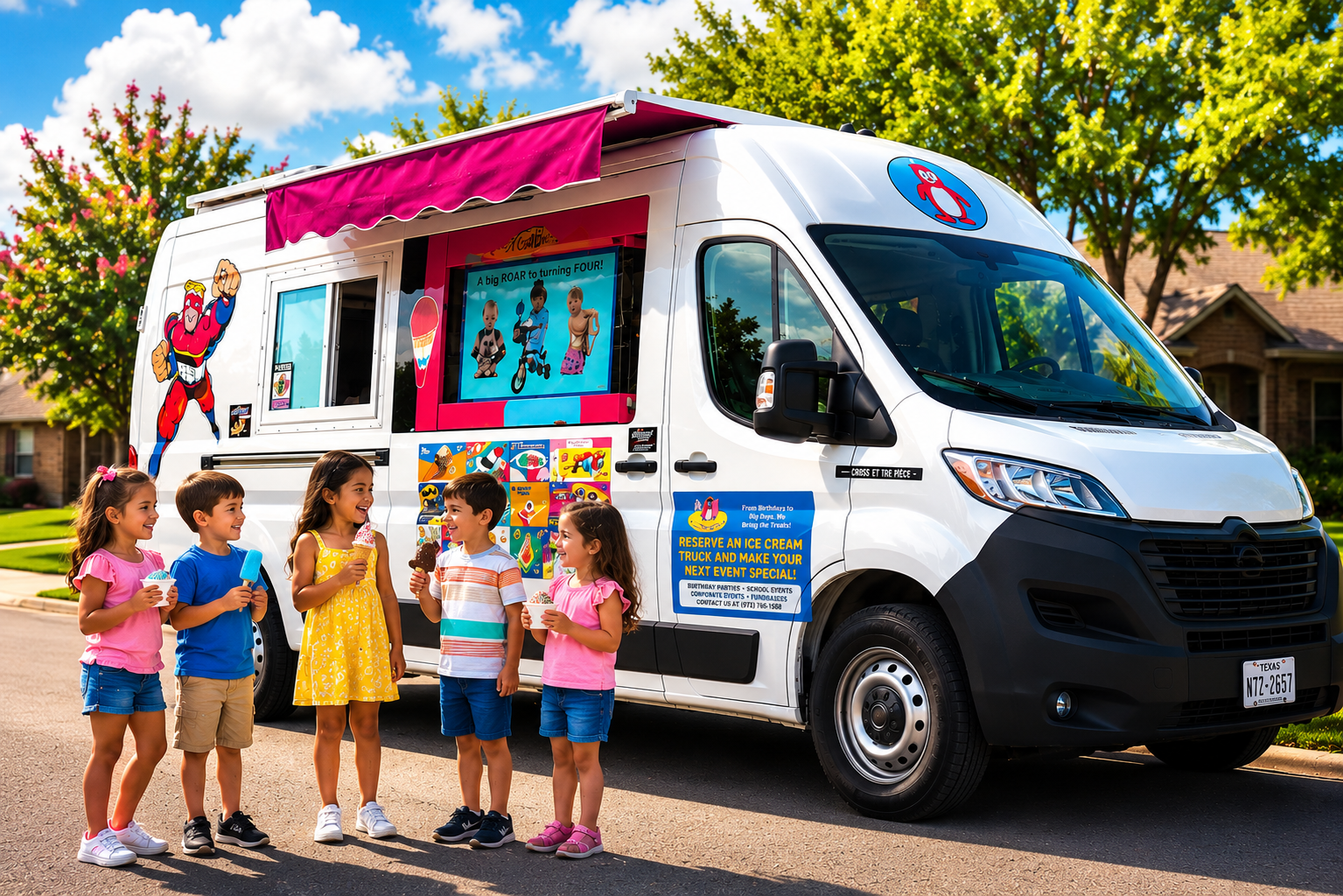 Red Penguin ice cream truck at event
